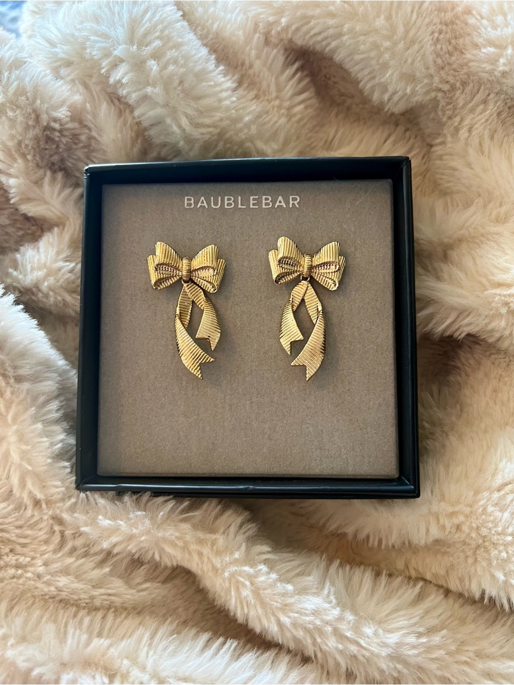 BaubleBar Gold Ribbon Bow Drop Earrings